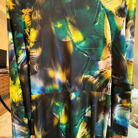 Karen Millen Jersey Abstract Floral Print Long Sleeve Midi Dress SIZE 8 - Picture 10 of 11